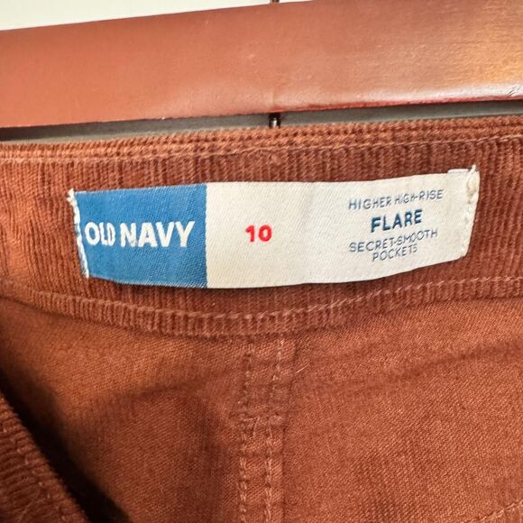 Old-navy Women's Brown Corduroy Trousers Size 10 Flare High Waisted - Picture 4 of 5